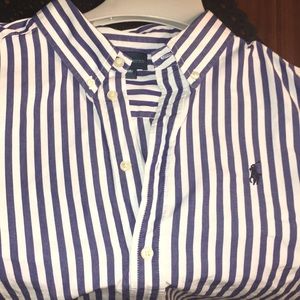 Polo 14-16 large blue white striped